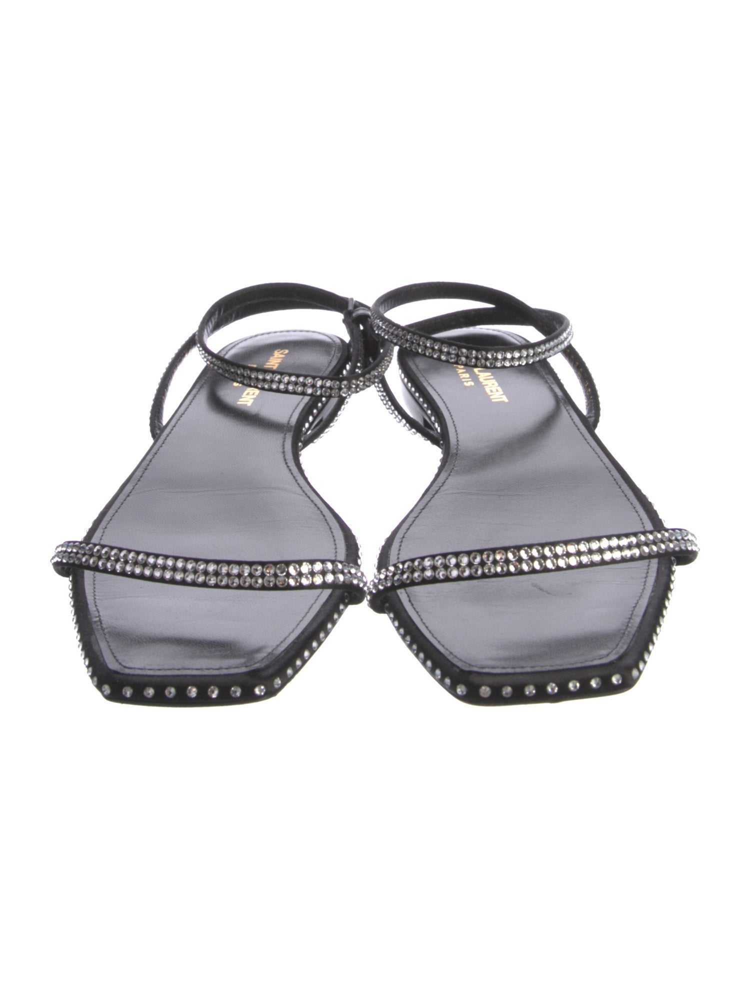 Saint Laurent Leather Crystal Embellishments Sandals